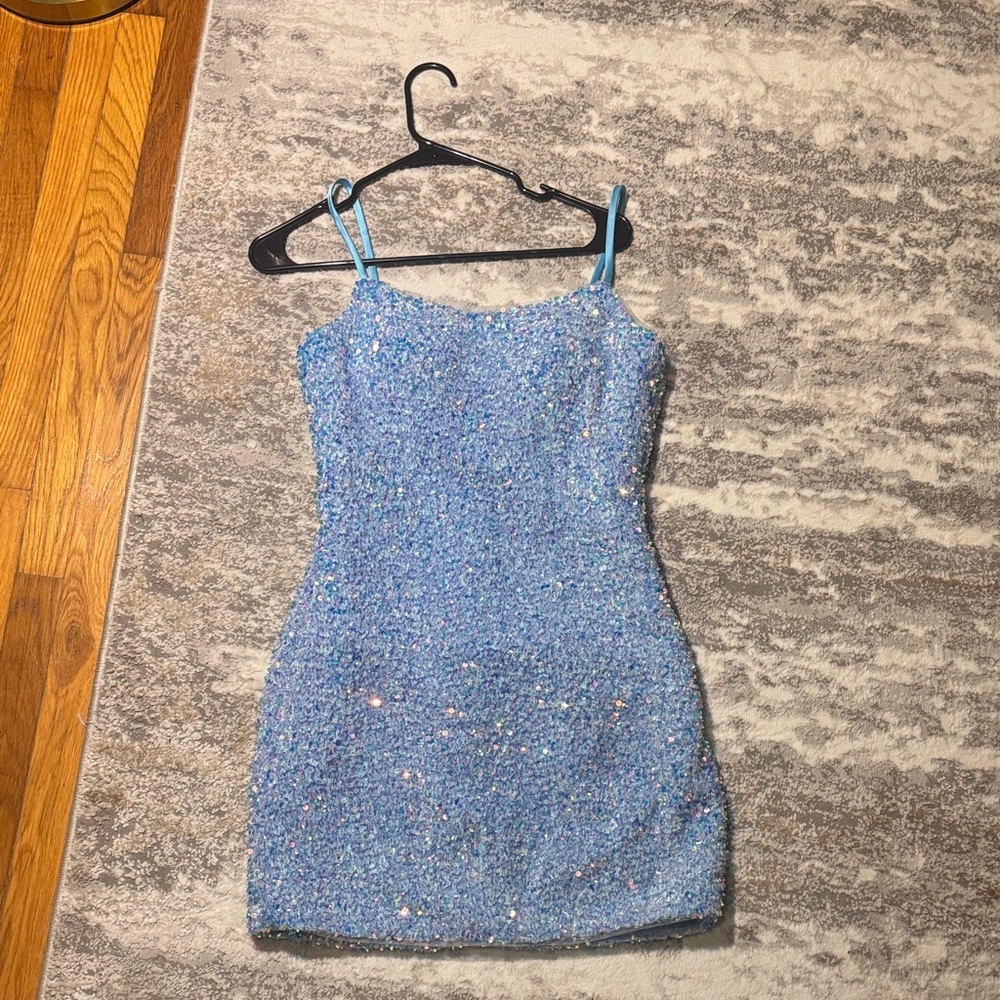 Sparkling Blue Sequin Mini Dress